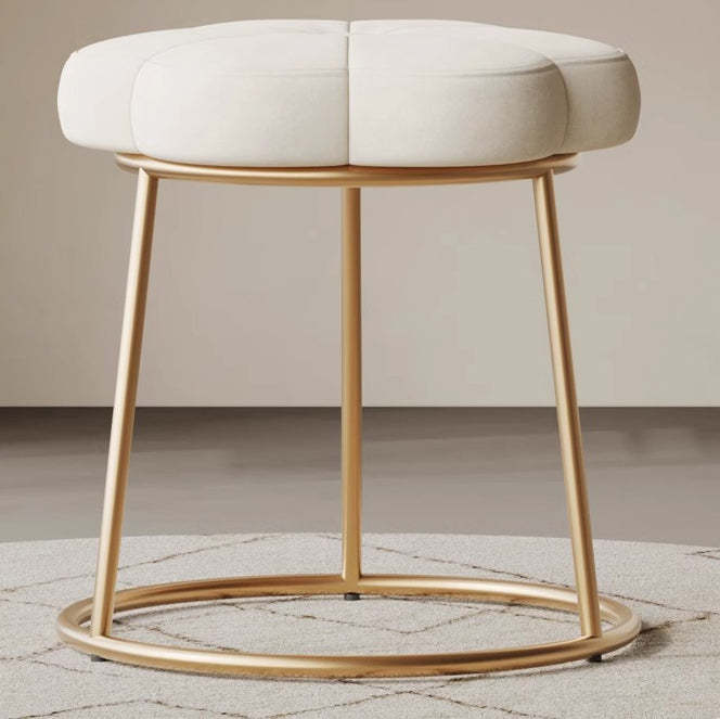 Minimalist Floral Velvet Steel Vanity Stool