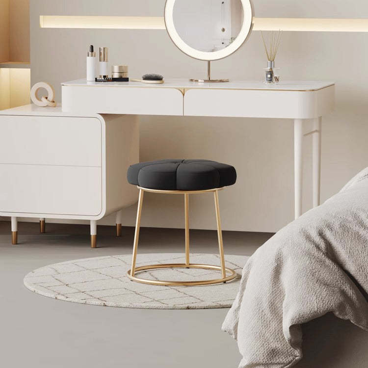 Minimalist Floral Velvet Steel Vanity Stool