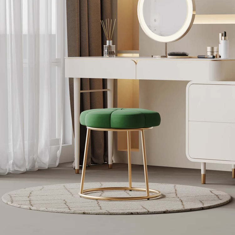 Minimalist Floral Velvet Steel Vanity Stool