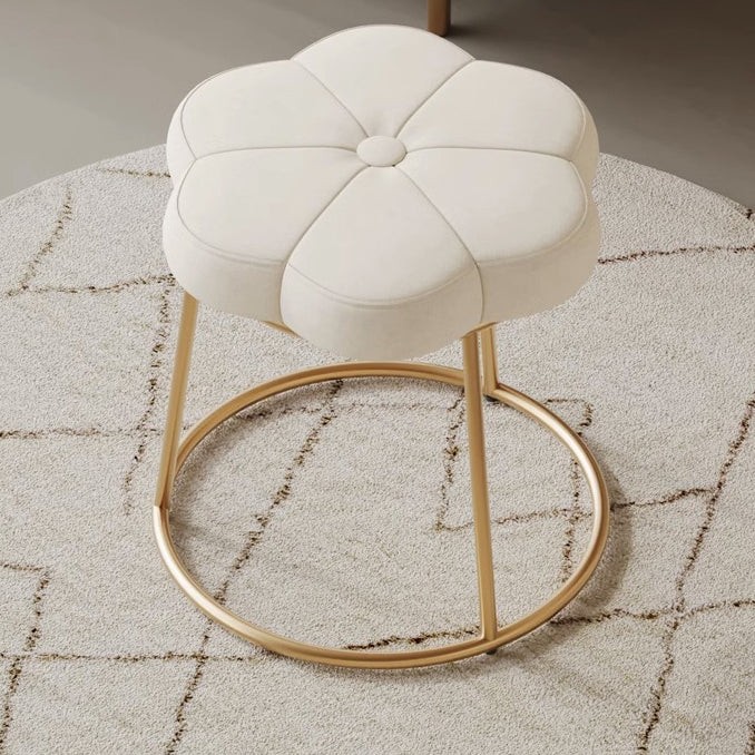 Minimalist Floral Velvet Steel Vanity Stool