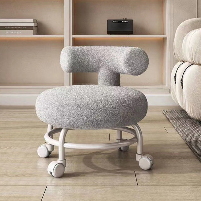 Minimalist Round Lambswool Steel Low Stool