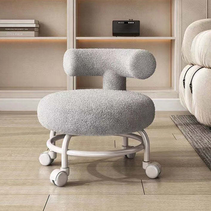 Minimalist Round Lambswool Steel Low Stool