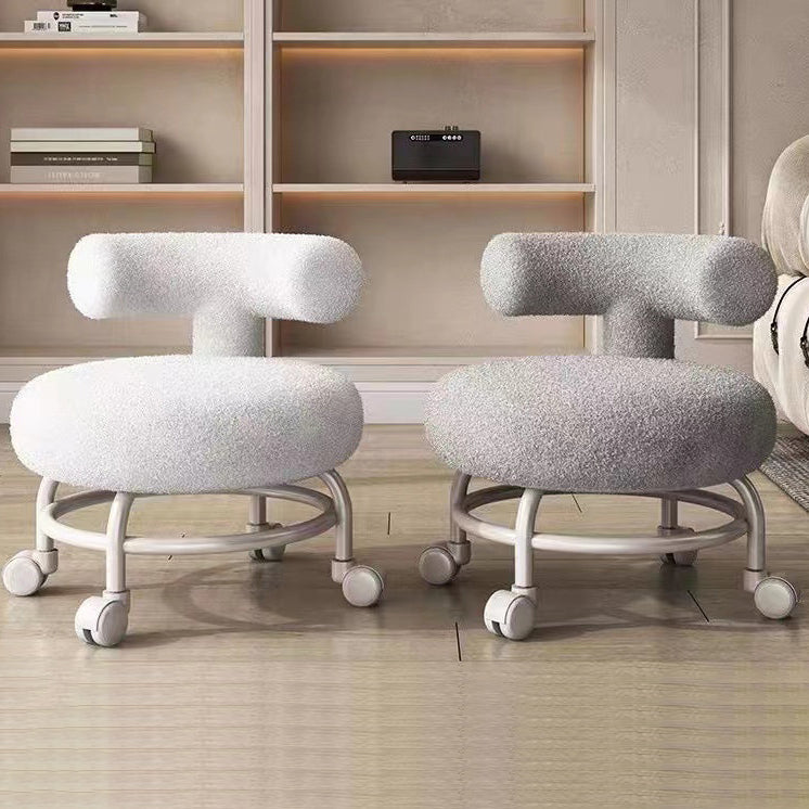 Minimalist Round Lambswool Steel Low Stool