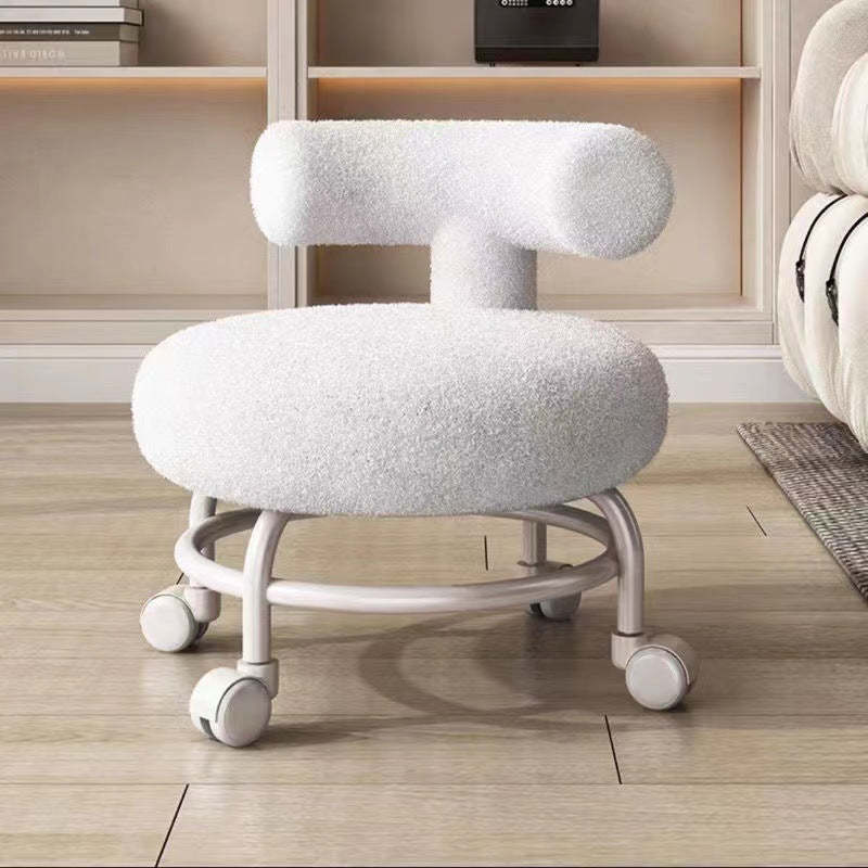 Minimalist Round Lambswool Steel Low Stool