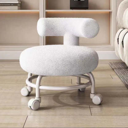 Minimalist Round Lambswool Steel Low Stool