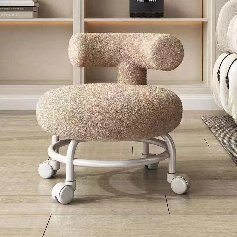Minimalist Round Lambswool Steel Low Stool