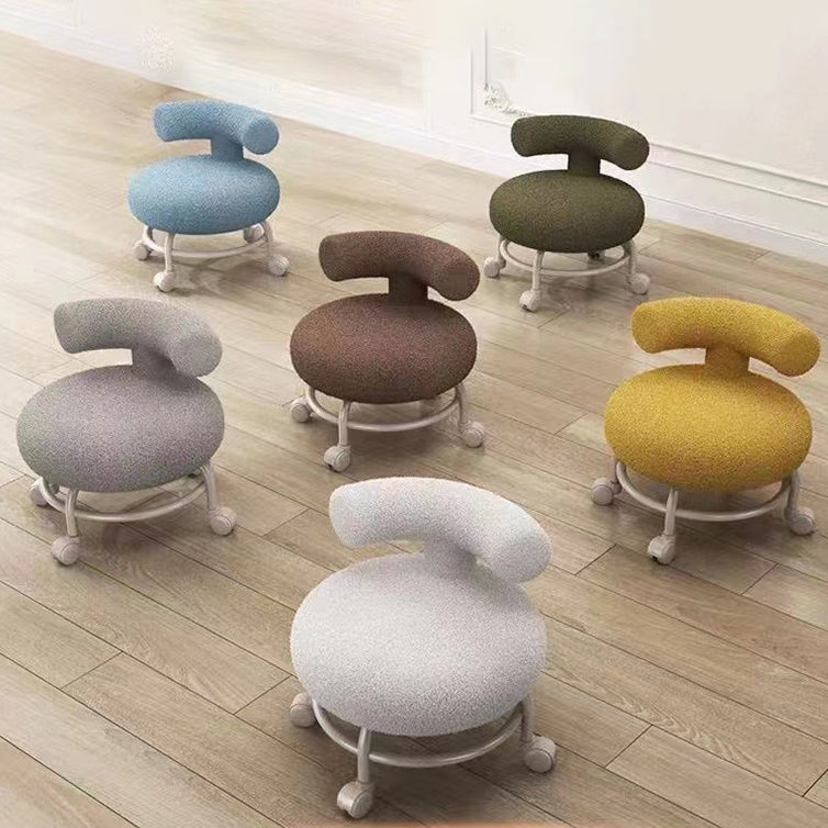 Minimalist Round Lambswool Steel Low Stool