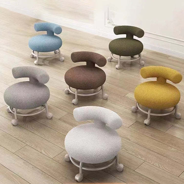 Minimalist Round Lambswool Steel Low Stool