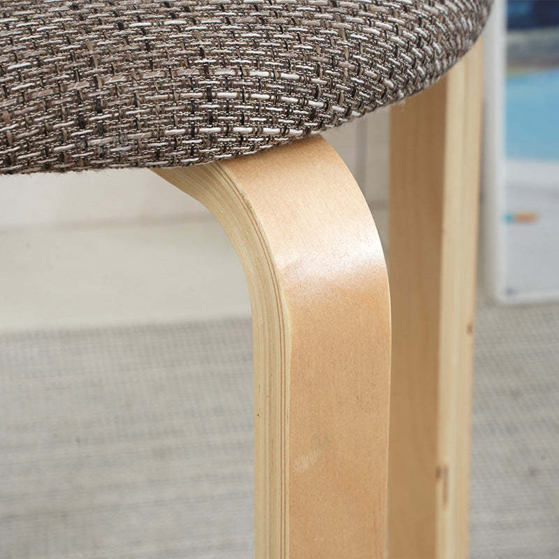 Modern Round Upholstered Fabric Wood Dining Chair — Brown