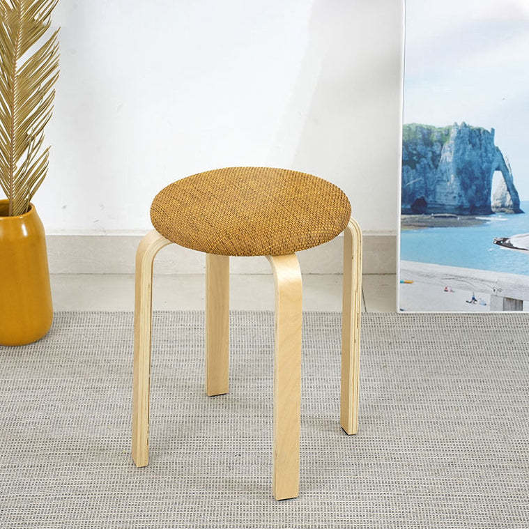 Modern Round Upholstered Fabric Wood Dining Chair