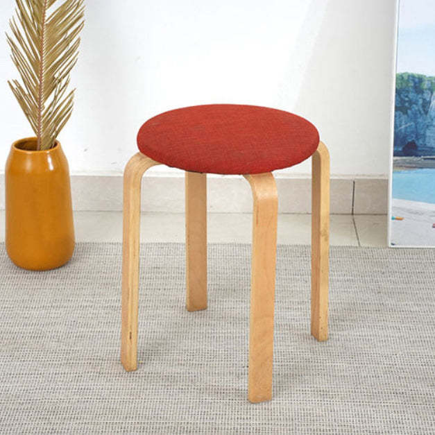 Modern Round Upholstered Fabric Wood Dining Chair — Yellow