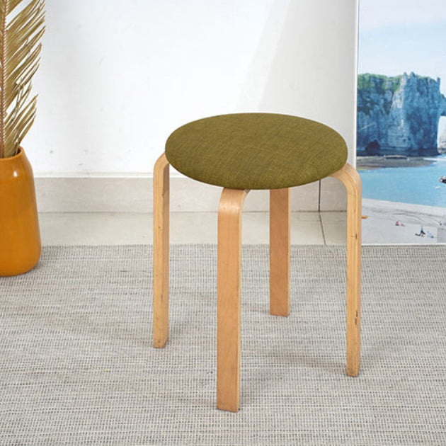 Modern Round Upholstered Fabric Wood Dining Chair