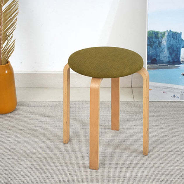 Modern Round Upholstered Fabric Wood Dining Chair