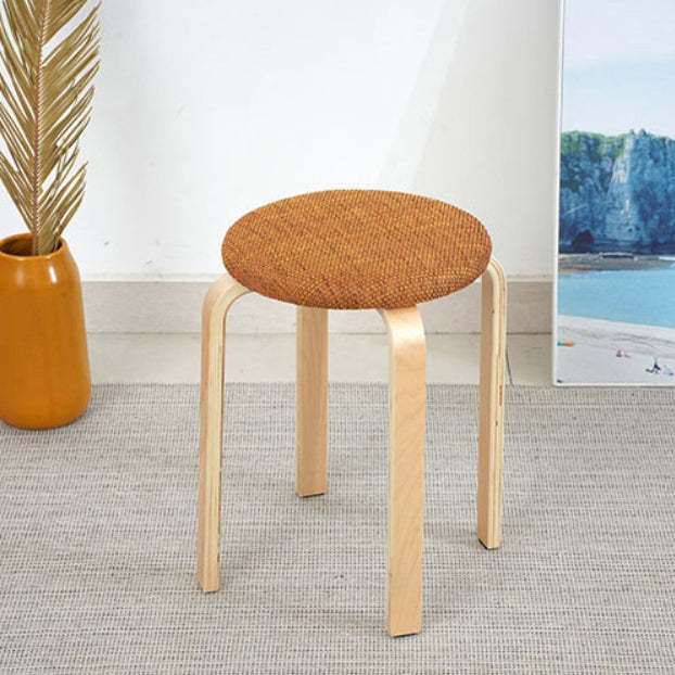 Modern Round Upholstered Fabric Wood Dining Chair