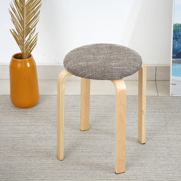 Modern Round Upholstered Fabric Wood Dining Chair