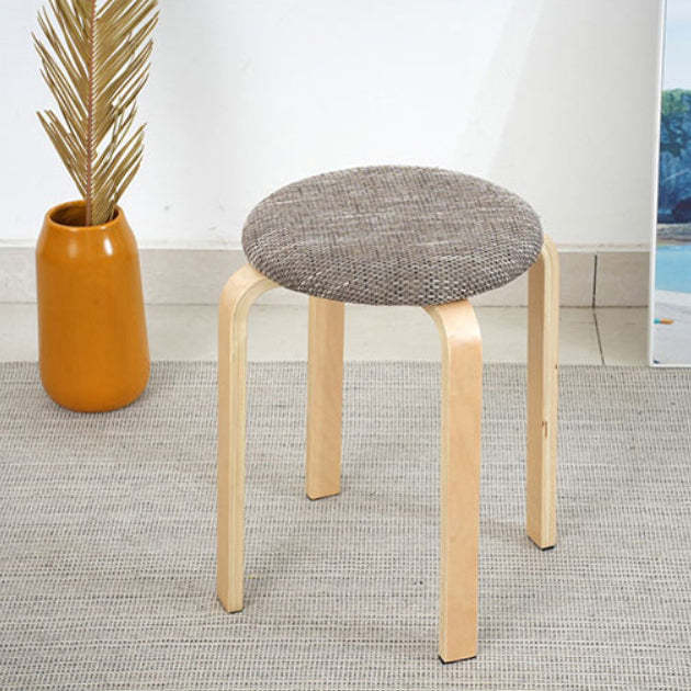 Modern Round Upholstered Fabric Wood Dining Chair