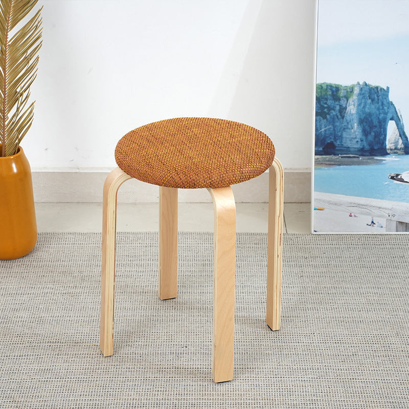 Modern Round Upholstered Fabric Wood Dining Chair — Green
