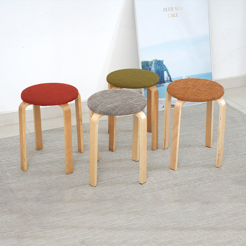 Modern Round Upholstered Fabric Wood Dining Chair