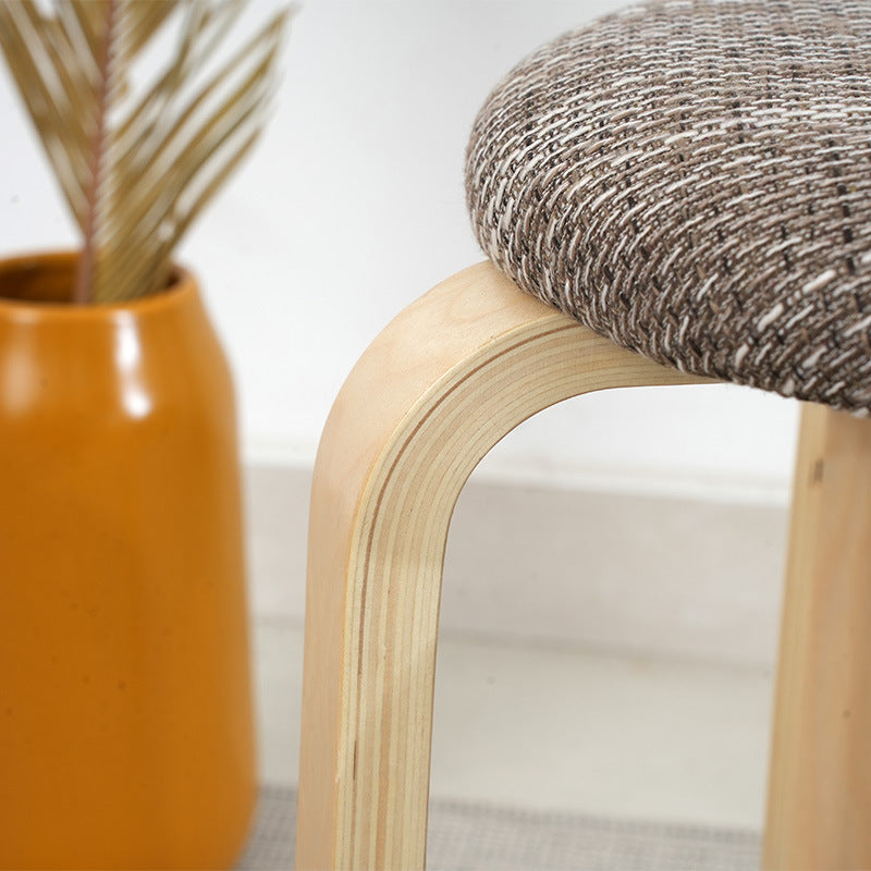 Modern Round Upholstered Fabric Wood Dining Chair