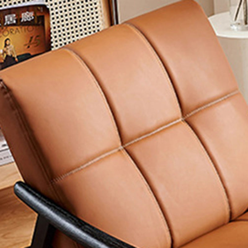 Retro Lattice Leather Wood Accent Chair
