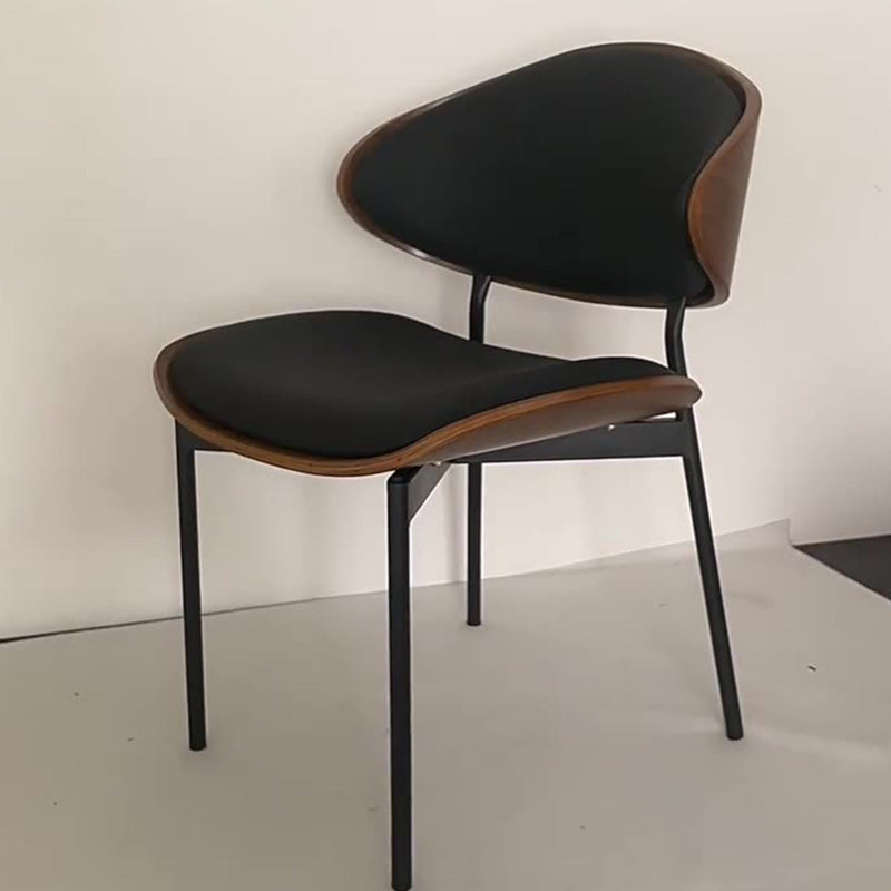Minimalist Curved Leather Faux Dining Chair