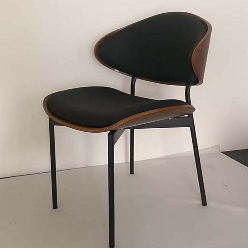 Minimalist Curved Leather Faux Dining Chair
