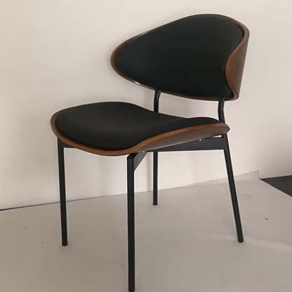 Minimalist Curved Leather Faux Dining Chair