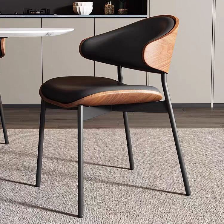 Minimalist Curved Leather Faux Dining Chair