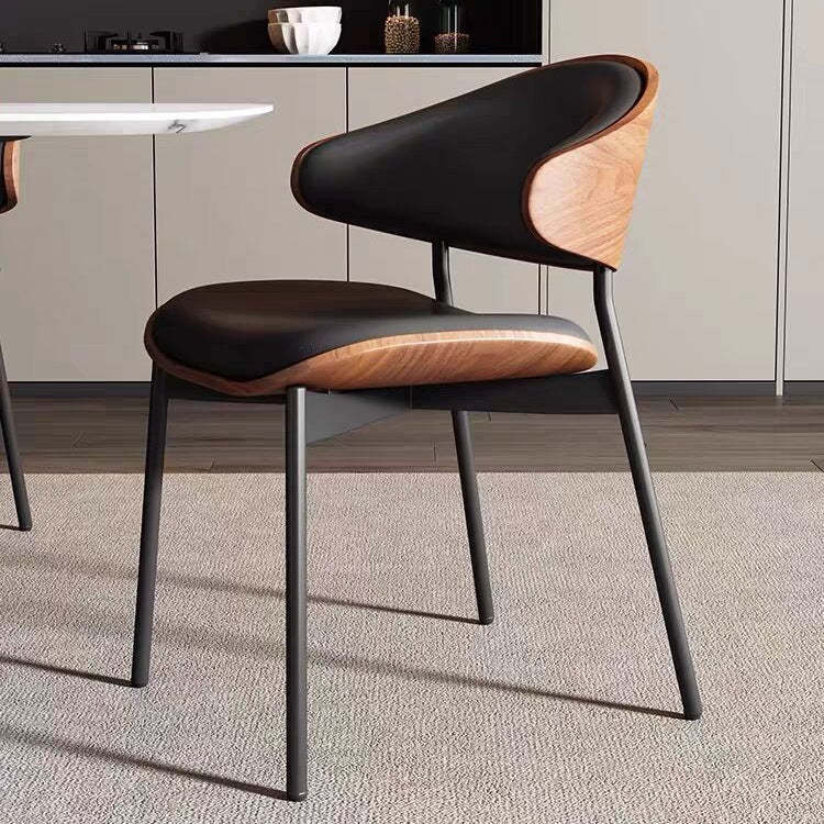 Minimalist Curved Leather Faux Dining Chair
