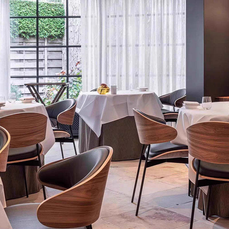 Minimalist Curved Leather Faux Dining Chair
