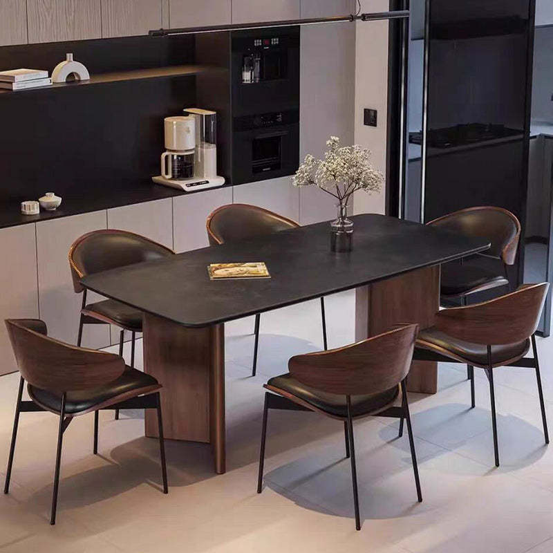 Minimalist Curved Leather Faux Dining Chair
