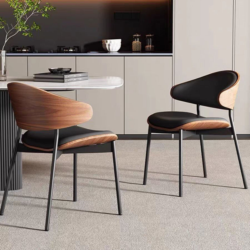 Minimalist Curved Leather Faux Dining Chair