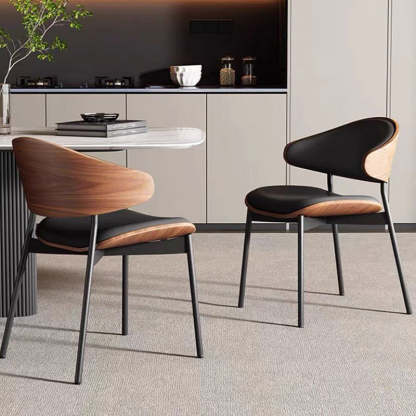 Minimalist Curved Leather Faux Dining Chair