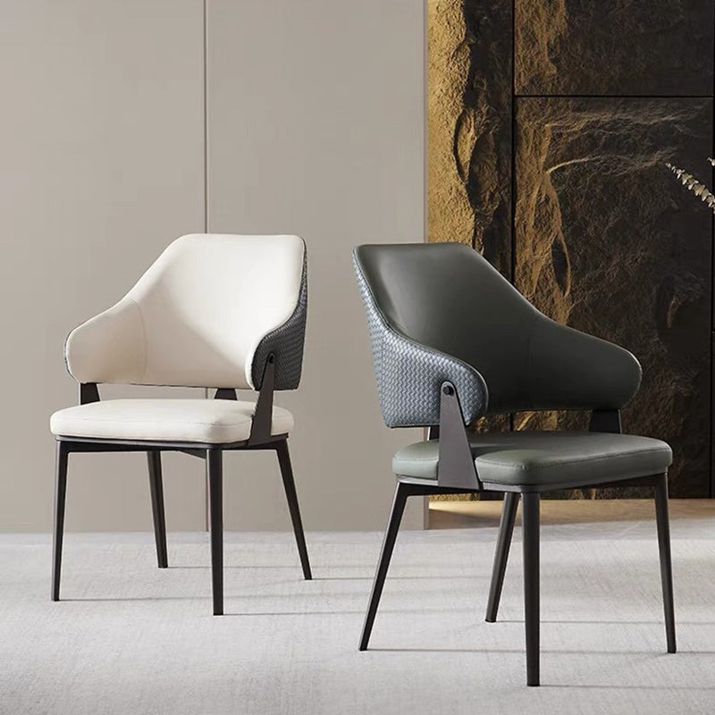 Modern Leather Metal Frame Dining Chair