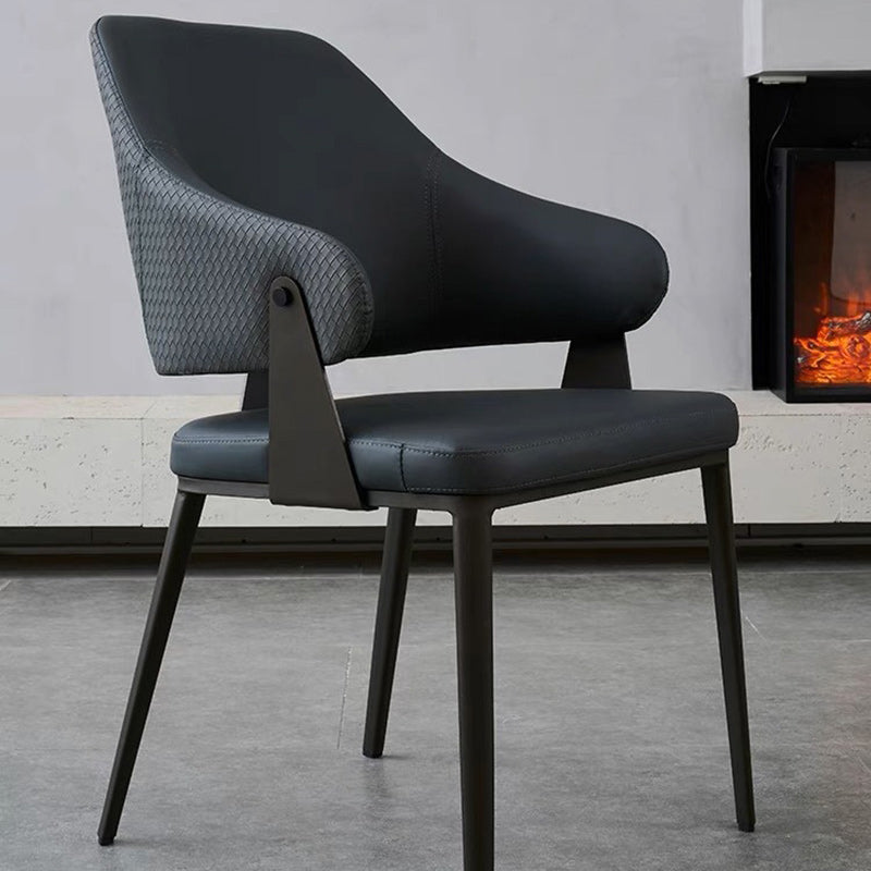 Modern Leather Metal Frame Dining Chair