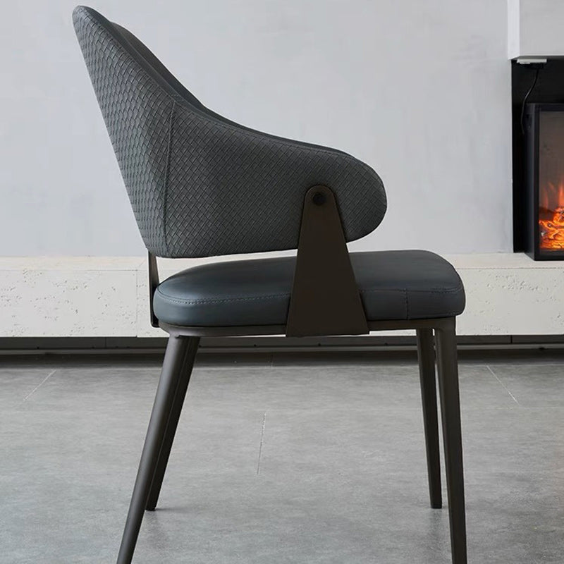 Modern Leather Metal Frame Dining Chair