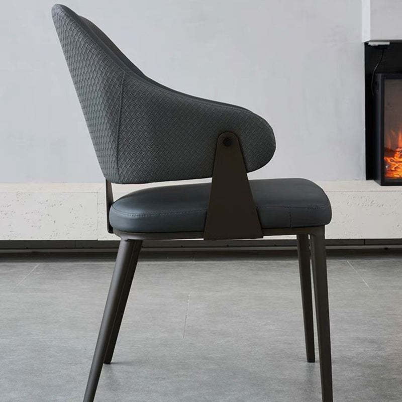 Modern Leather Metal Frame Dining Chair