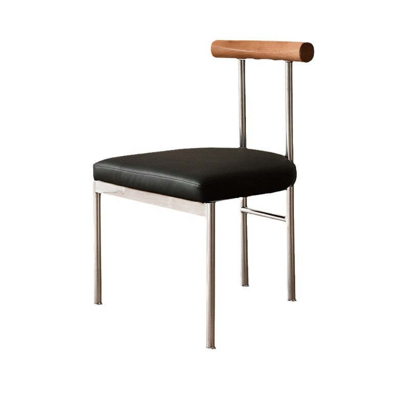 Vintage Leather Solid Wood Half-Round Curved Dining Chair