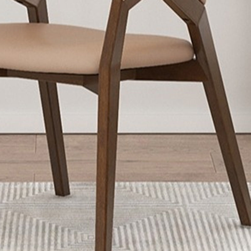 Minimalist Leather Wood Curved Dining Chair