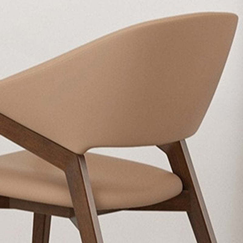 Minimalist Leather Wood Curved Dining Chair