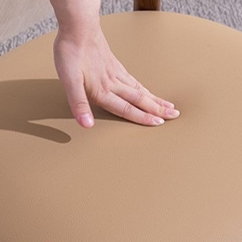 Minimalist Leather Wood Curved Dining Chair