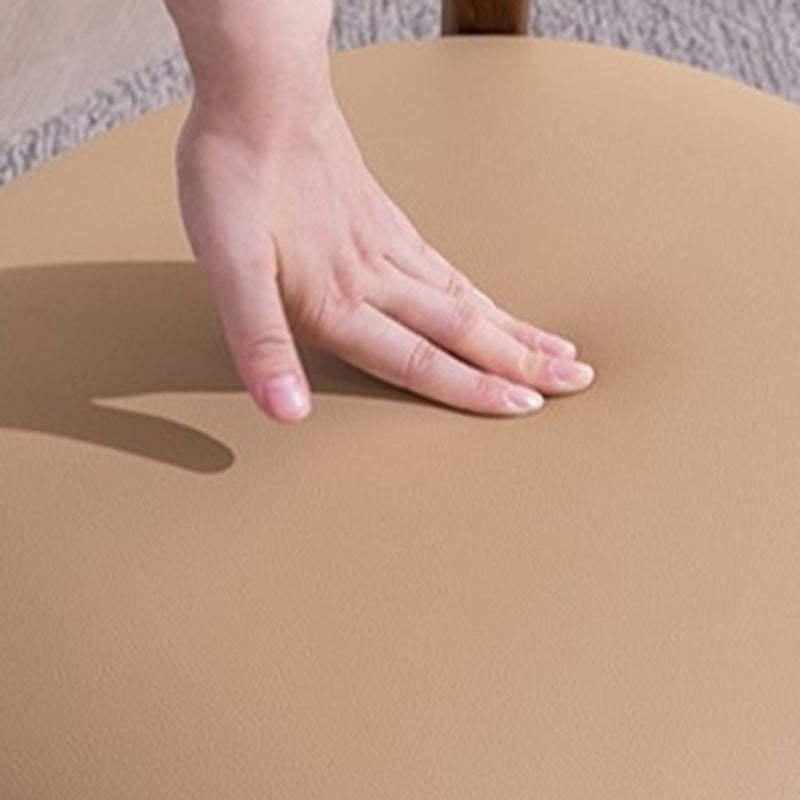 Minimalist Leather Wood Curved Dining Chair