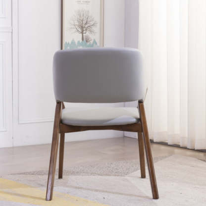 Minimalist Leather Wood Curved Dining Chair