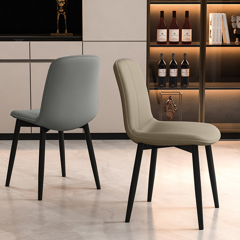 Minimalist Leather Carbon Steel Dining Chair