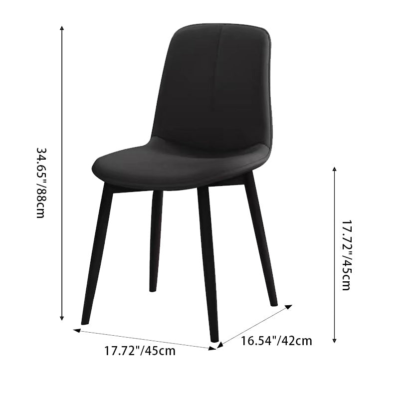 Minimalist Leather Carbon Steel Dining Chair — Light Tan