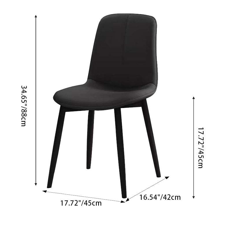 Minimalist Leather Carbon Steel Dining Chair — Light Tan