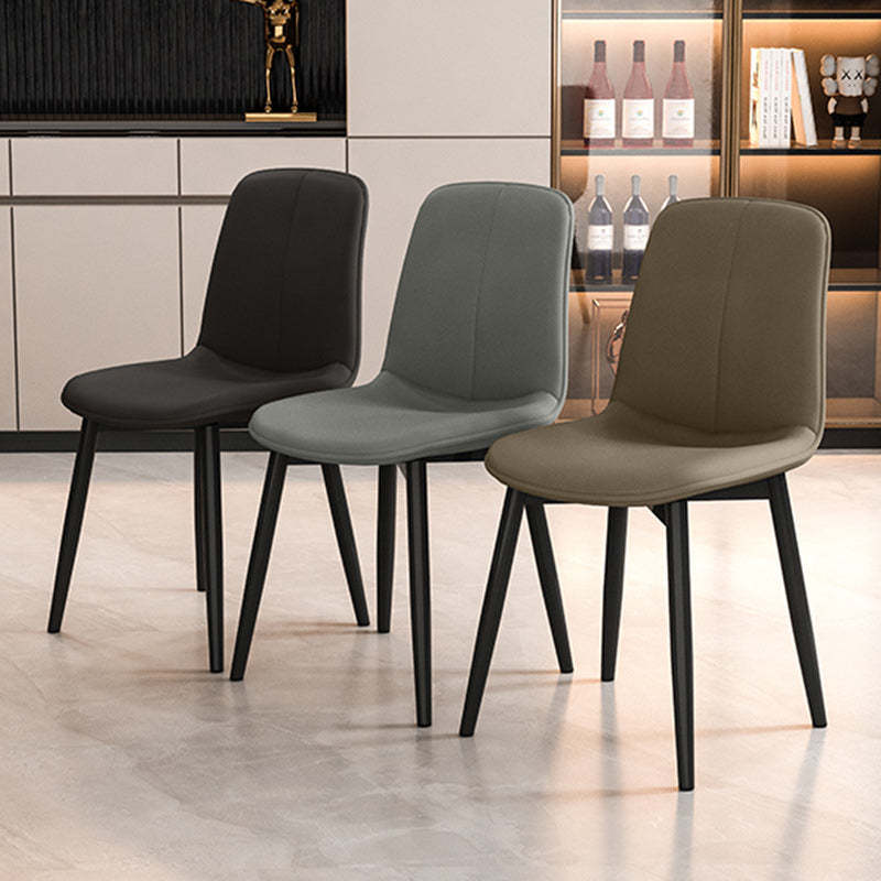 Minimalist Leather Carbon Steel Dining Chair