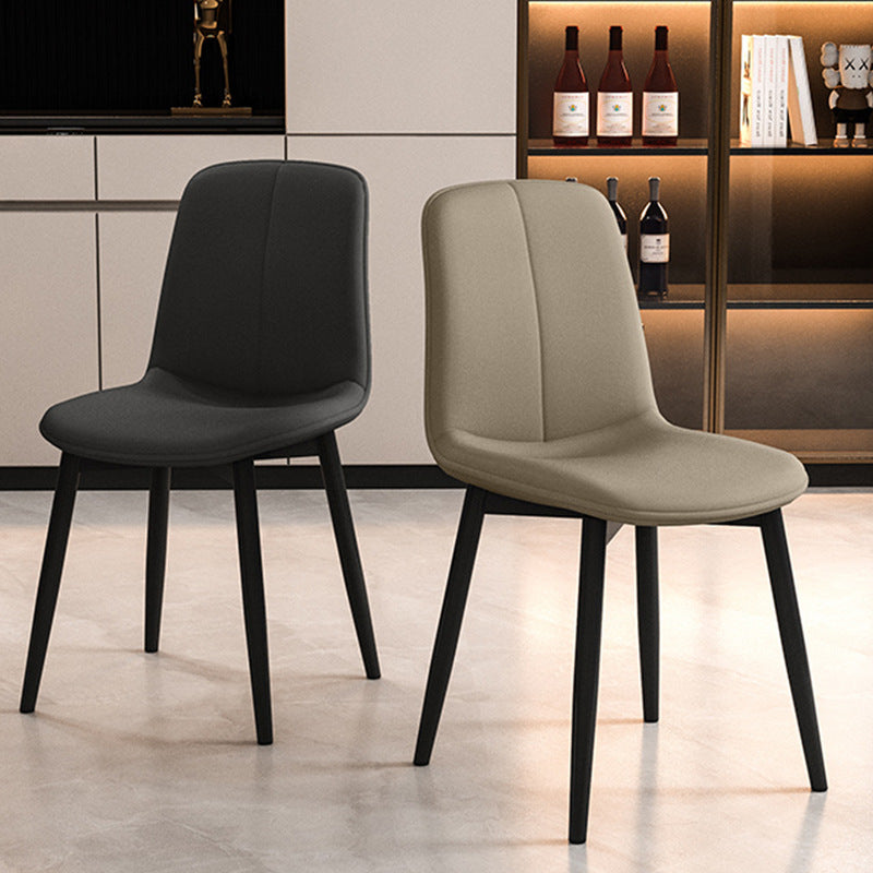 Minimalist Leather Carbon Steel Dining Chair