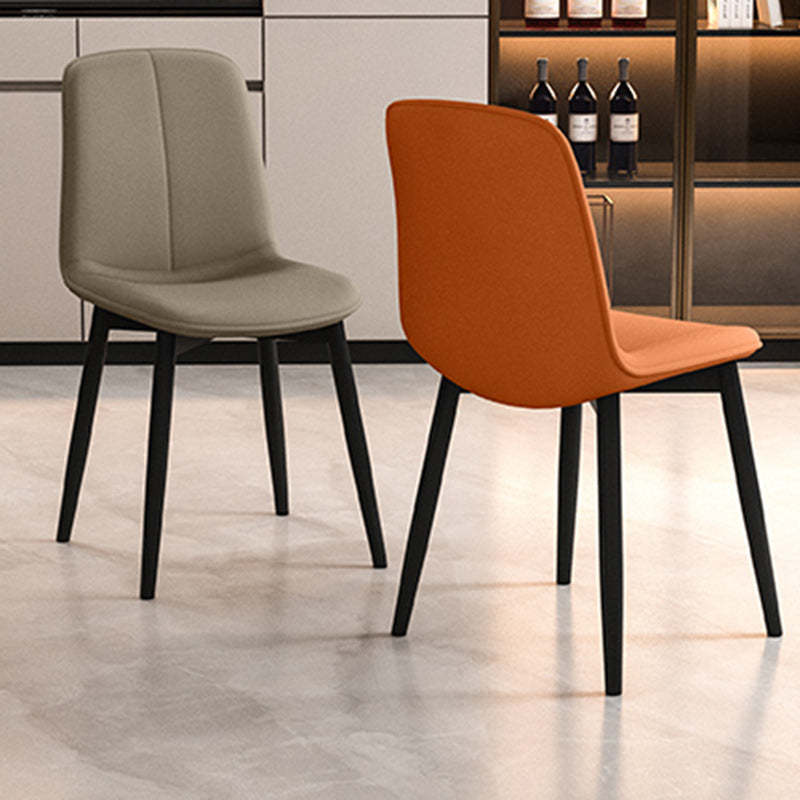 Minimalist Leather Carbon Steel Dining Chair