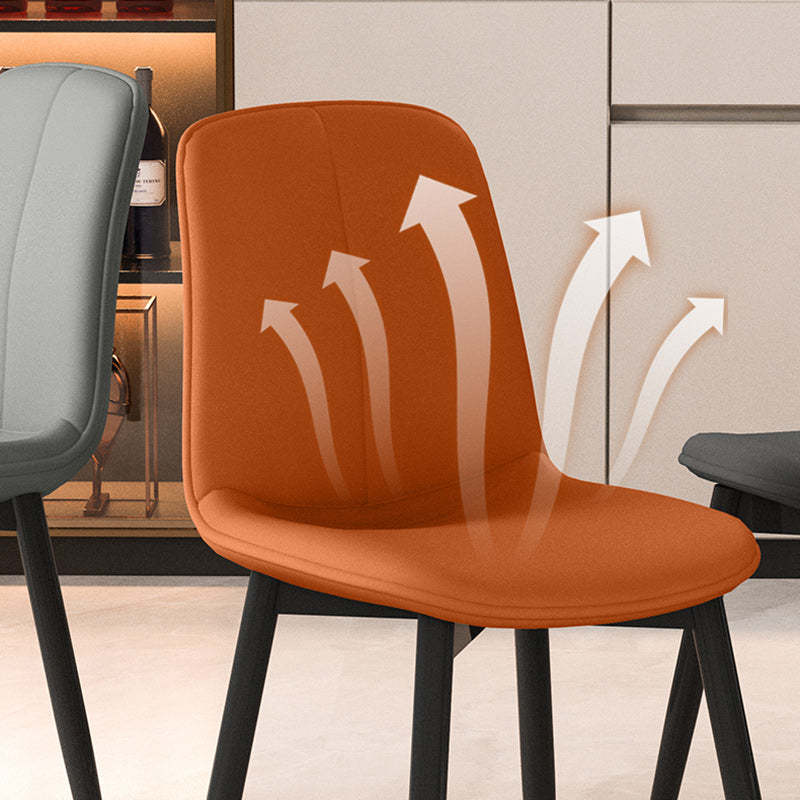 Minimalist Leather Carbon Steel Dining Chair